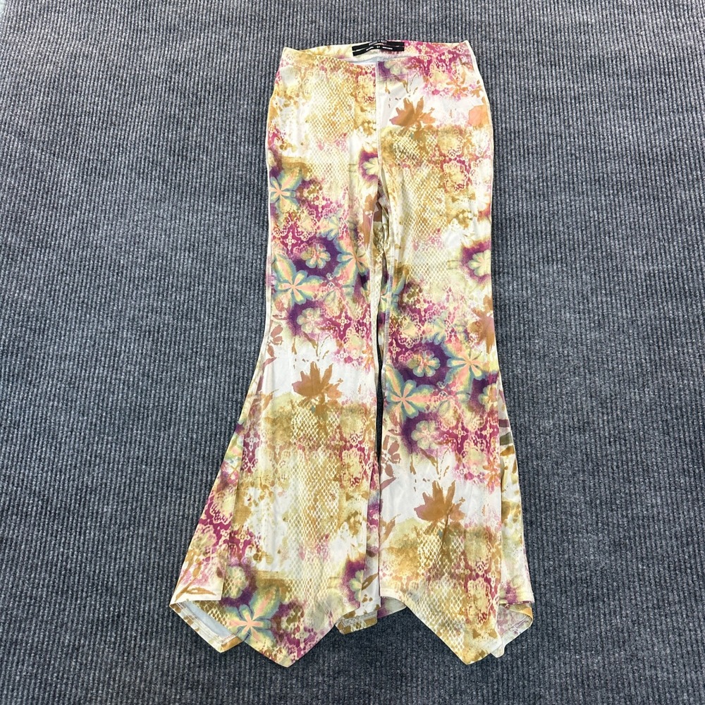 Silence Noise Floral Flare Pants Small Multicolor Handkerchief Hem Women Vintage